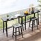 Black Metal Patio Counter Height Table with Footrest, Adjustable Foot Pads